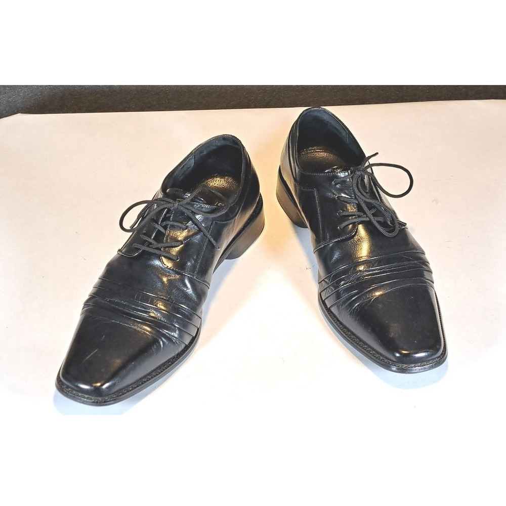 Stacy‎ Adams Mens Black Leather Square Toe Lace Up Oxford Dress Shoes 10.5
